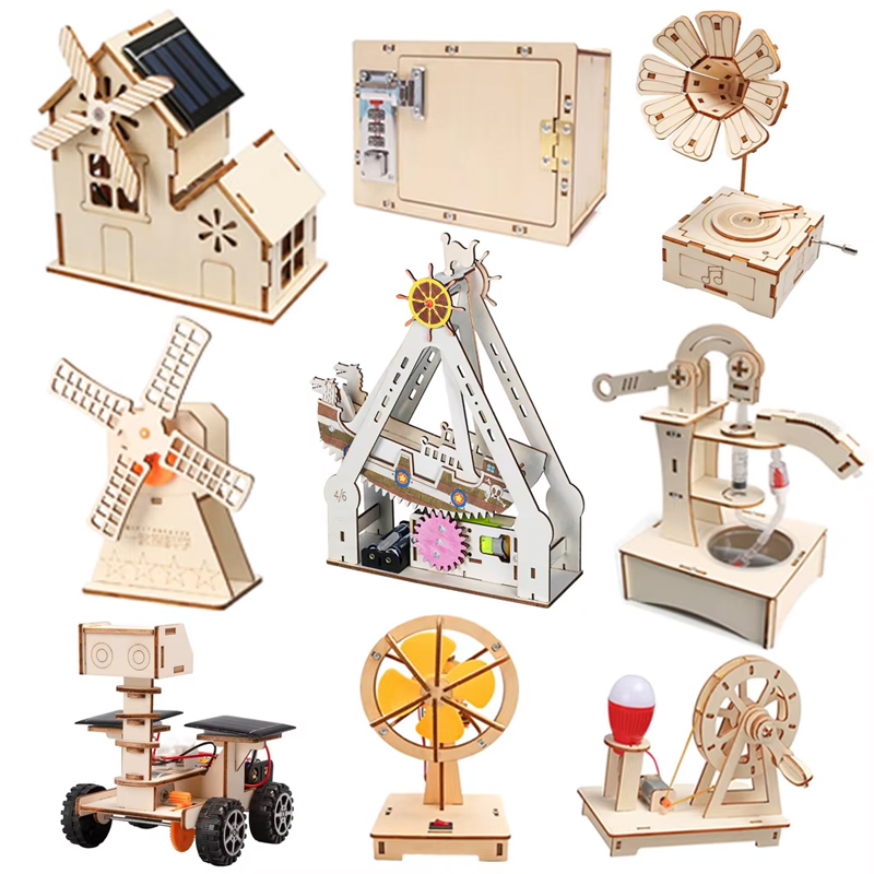 Science Project Kit - STEAM-Experimentier-Set Holz-DIY-Spielzeug Bausatz Selbstmontiertes Physikalisches Wissenschaftsmodell