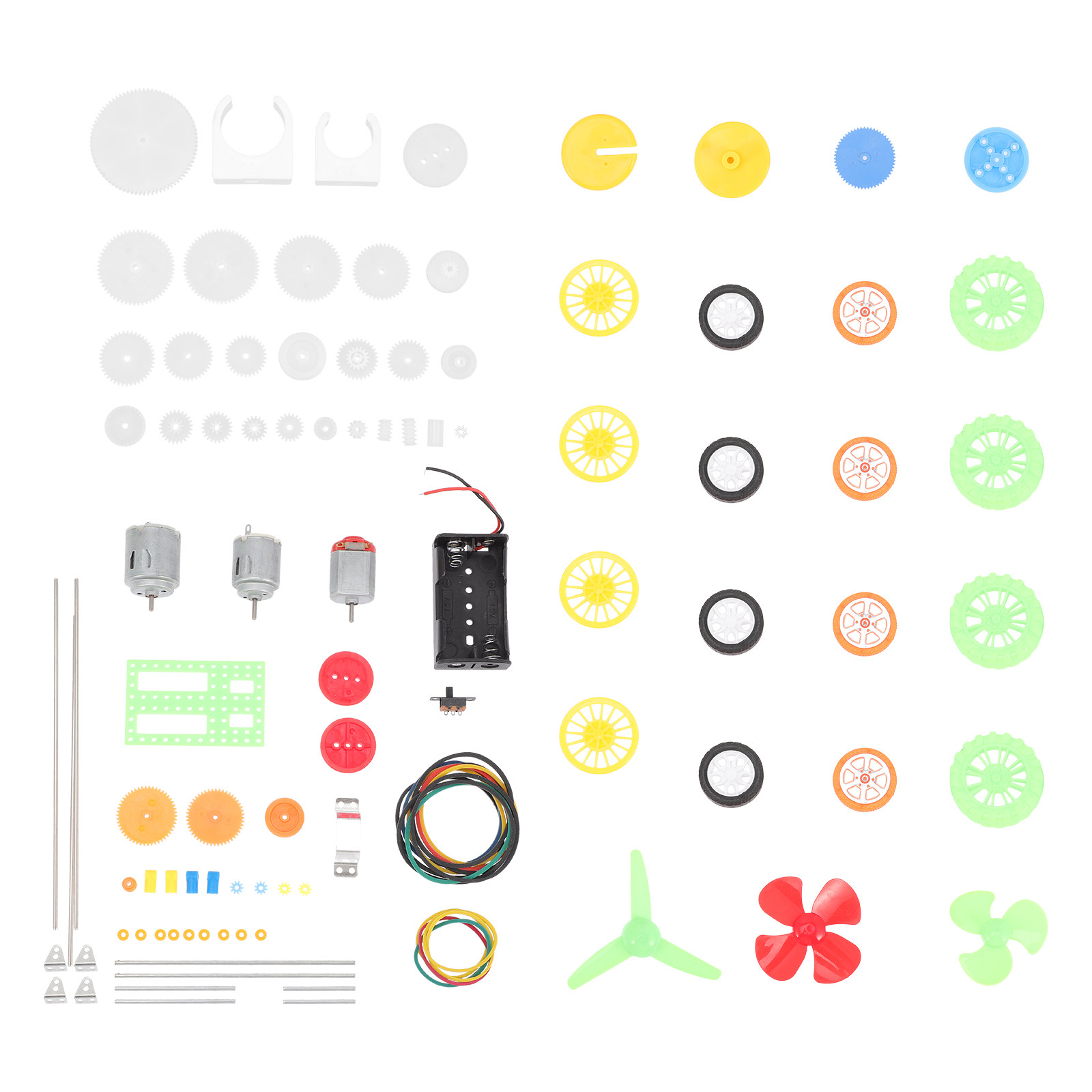 Science Project Kit - 112-teiliges DC-Motor-Zahnrad-Set, Kunststoffräder, Elektromotor-Zubehör, Miniatur-Motorteile, Reparatur